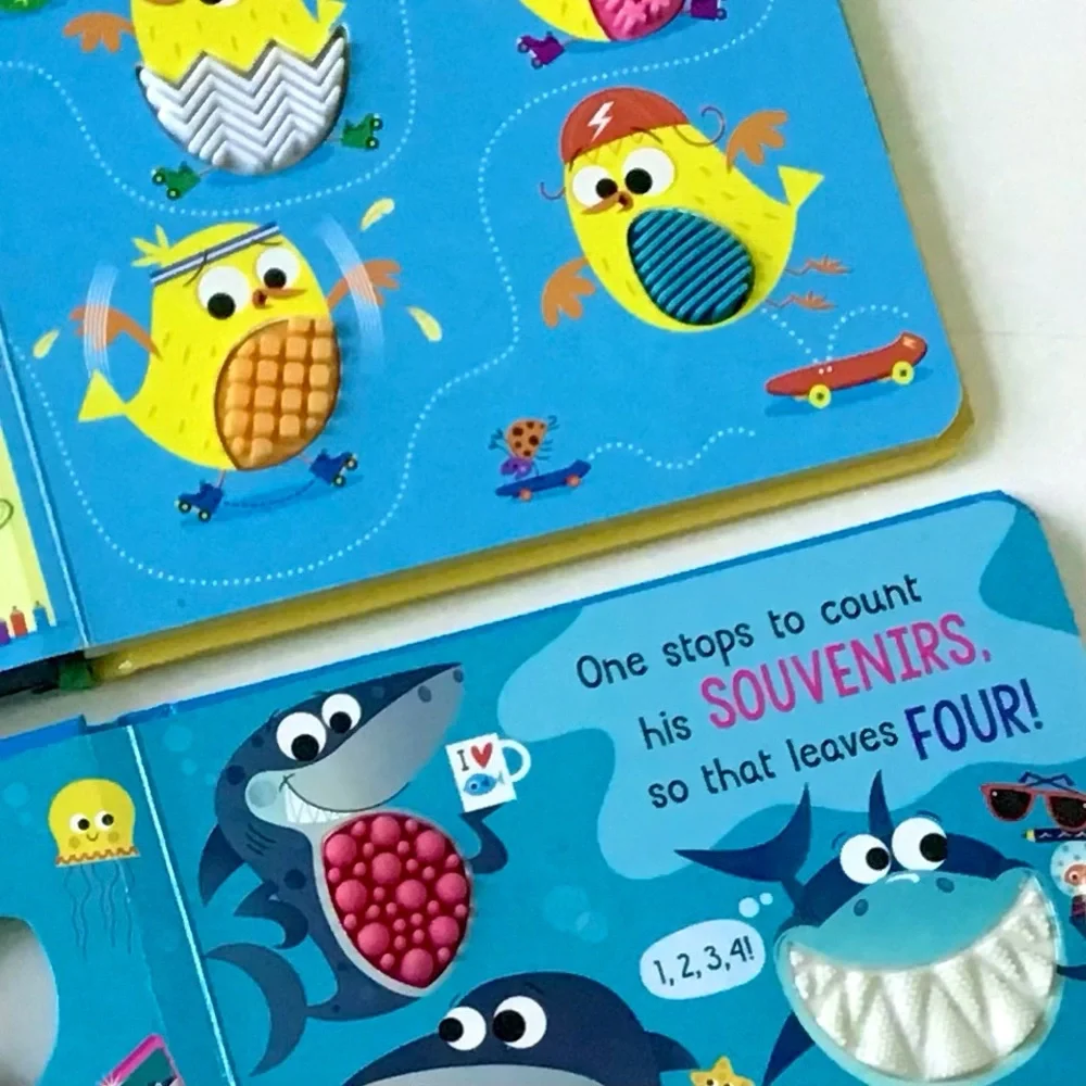 Never Touch the Easter Chicks, and Sharks Board Books Set Kids Sensory Textured